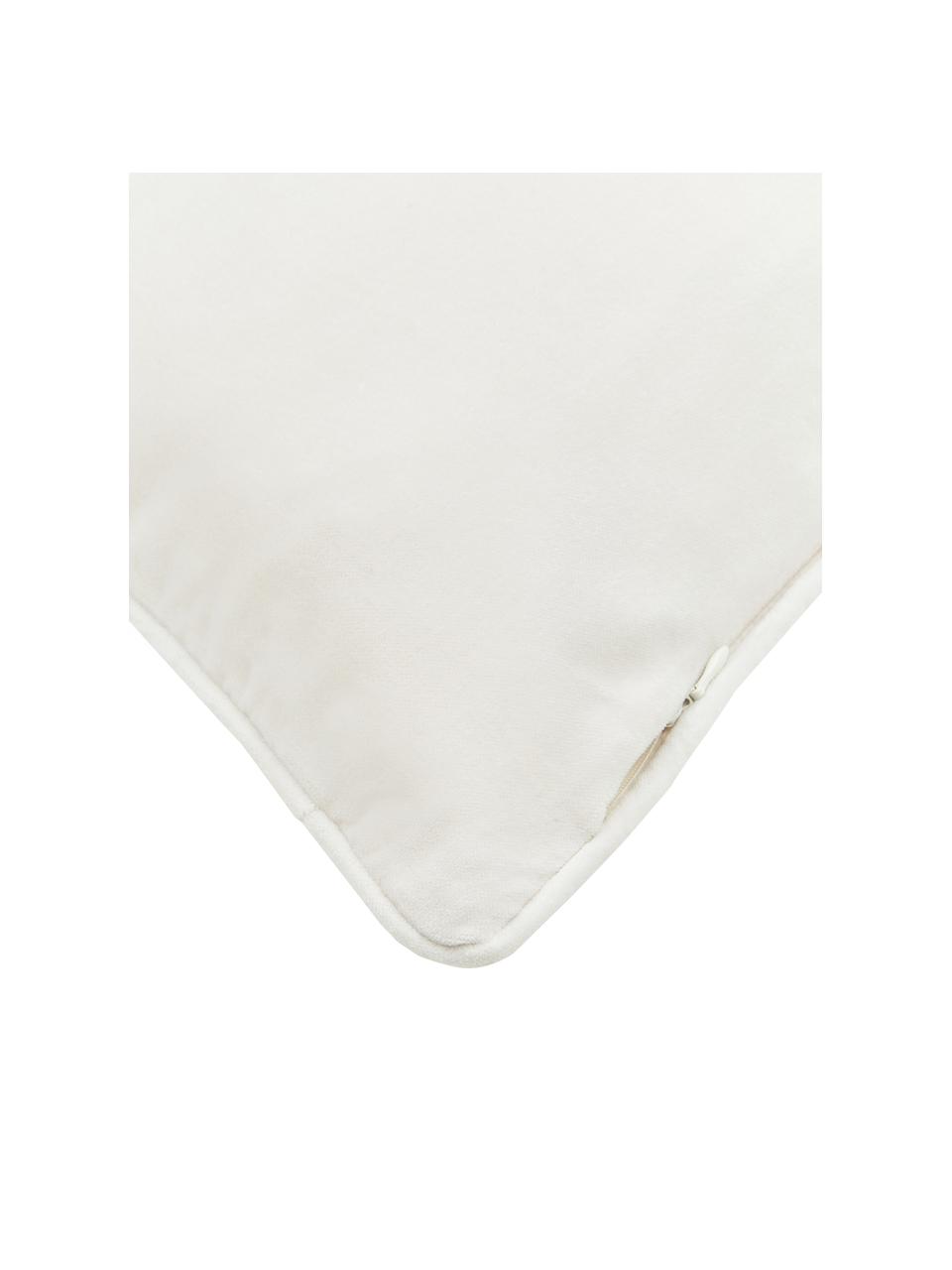 Federa arredo in velluto tinta unita Dana, 100% velluto di cotone, Bianco crema, Larg. 40 x Lung. 40 cm