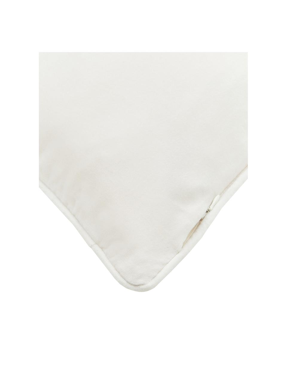 Housse de coussin 45x45 en velours Dana, 100 % velours de coton, Blanc cassé, larg. 40 x long. 40 cm