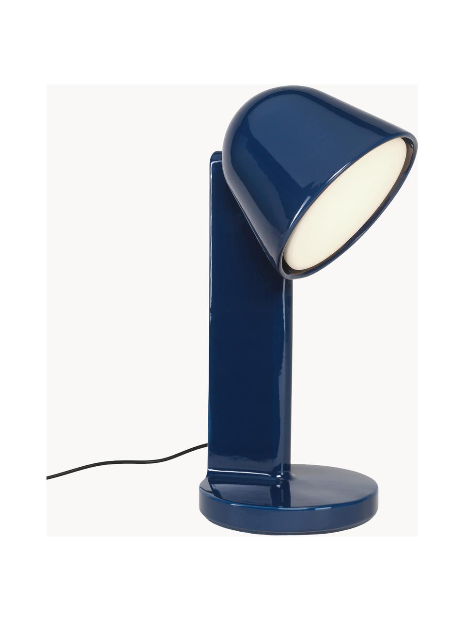 Grande lampe à poser artisanale Ceramique Down, Céramique, Bleu foncé, Ø 24 x haut. 49 cm