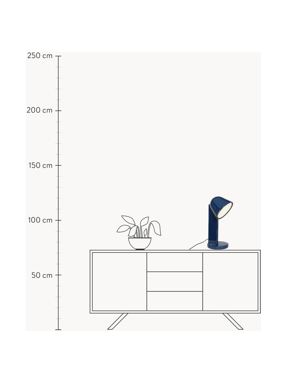 Handgemachte grosse Tischlampe Ceramique Down, Keramik, Dunkelblau, Ø 24 x H 49 cm