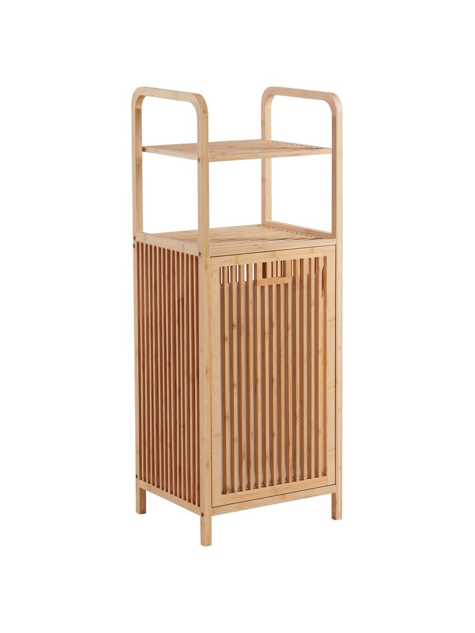 Wäschekorb Clever mit Regal aus naturbelassenem Bambus-Holz, Bambus-Holz, Beige, B 40 x H 110 cm