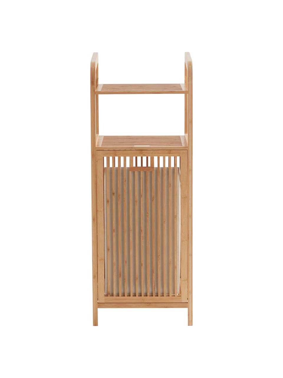 Cesto portabiancheria con ripiano in legno di bambù Clever, Legno di bambù, Beige, Larg. 40 x Alt. 110 cm