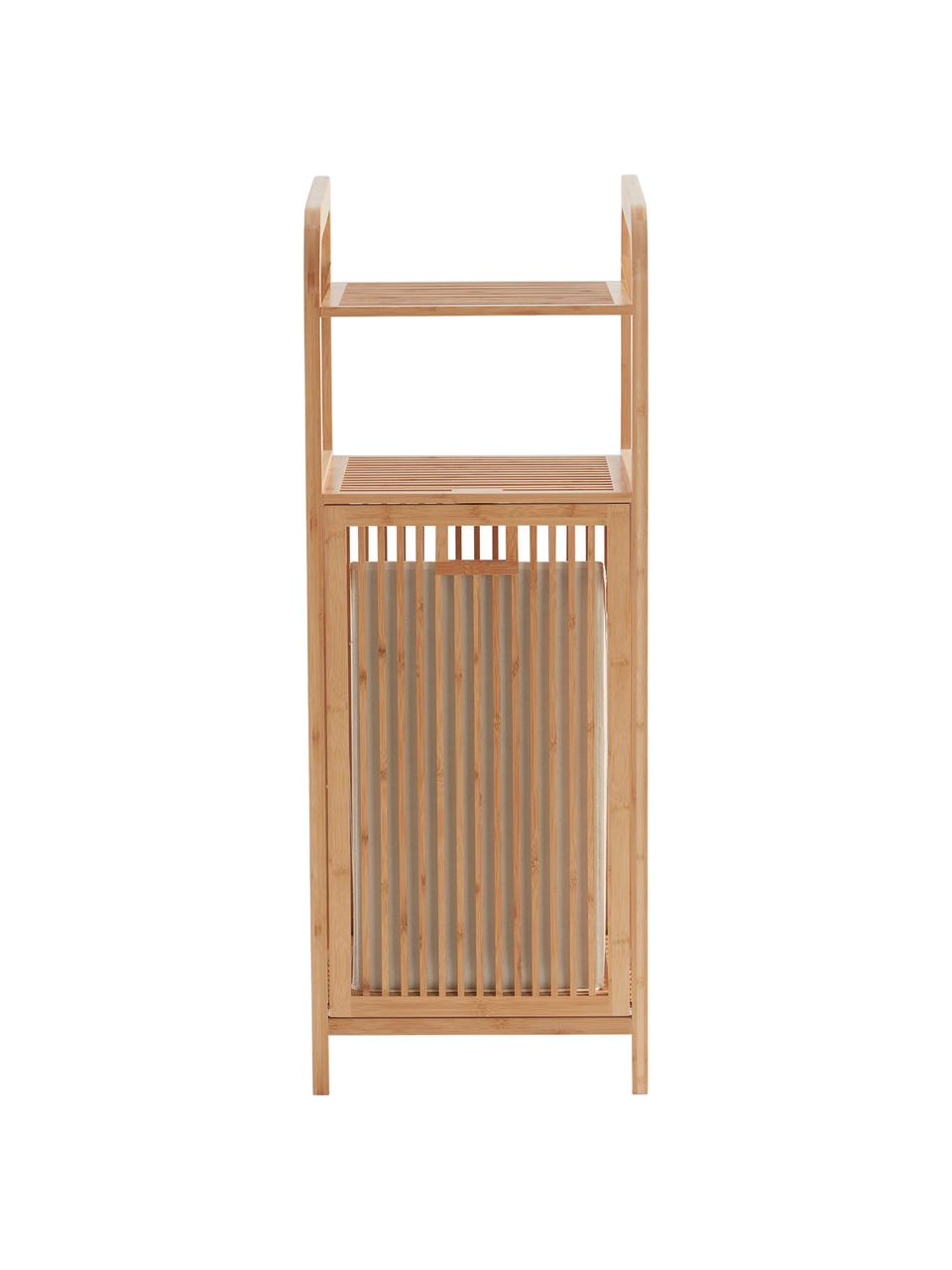 Wäschekorb Clever mit Regal aus naturbelassenem Bambus-Holz, Bambus-Holz, Beige, B 40 x H 110 cm