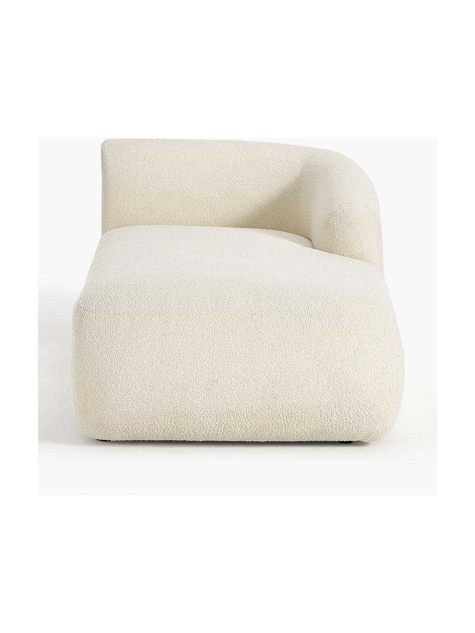 Chaise longue hoekmodule Sofia uit teddy, Bekleding: teddy (100% polypropyleen, Frame: sparrenhout, spaanplaat, , Poten: kunststof Het materiaal d, Teddy gebroken wit, B 185 x D 92 cm, hoekdeel rechts