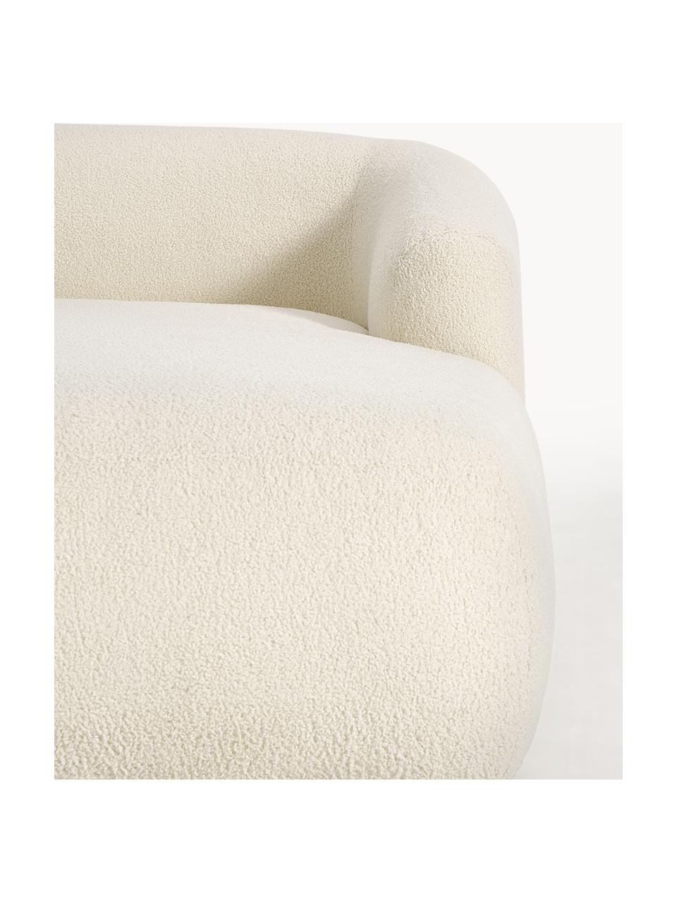 Modulo angolare in teddy Sofia, Rivestimento: teddy (100% polipropilene, Struttura: legno di abete rosso, cer, Piedini: plastica Il materiale uti, Teddy bianco latte, Larg. 185 x Prof. 92 cm, chaise longue a destra