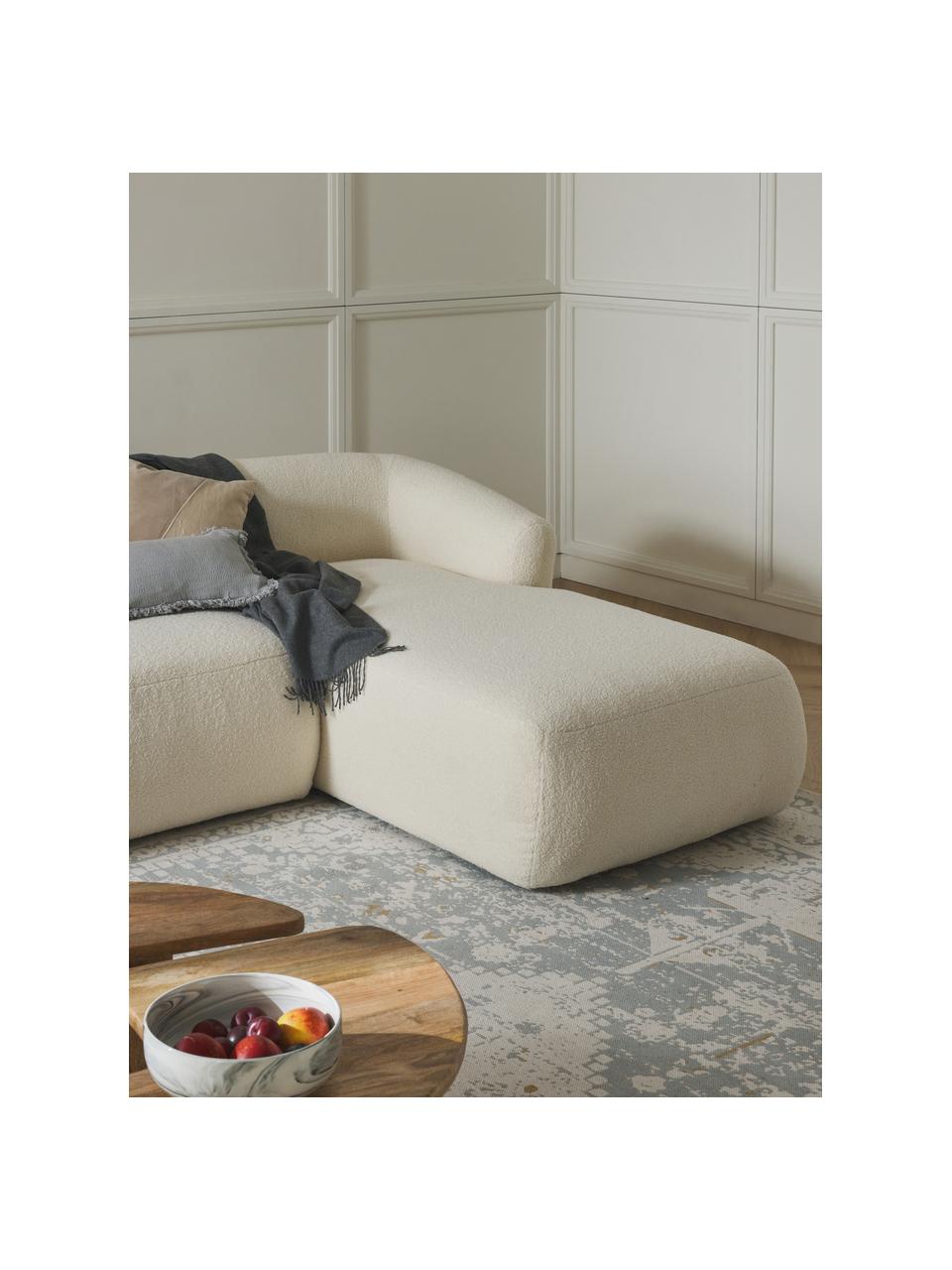 Modulo angolare in teddy Sofia, Rivestimento: teddy (100% polipropilene, Struttura: legno di abete rosso, cer, Piedini: plastica Il materiale uti, Teddy bianco latte, Larg. 185 x Prof. 92 cm, chaise longue a destra