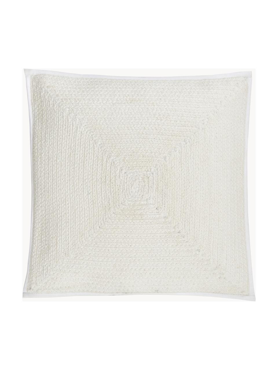 Housse de coussin 45x45 aspect jute Justina, 100 % coton, Blanc crème, larg. 45 x long. 45 cm