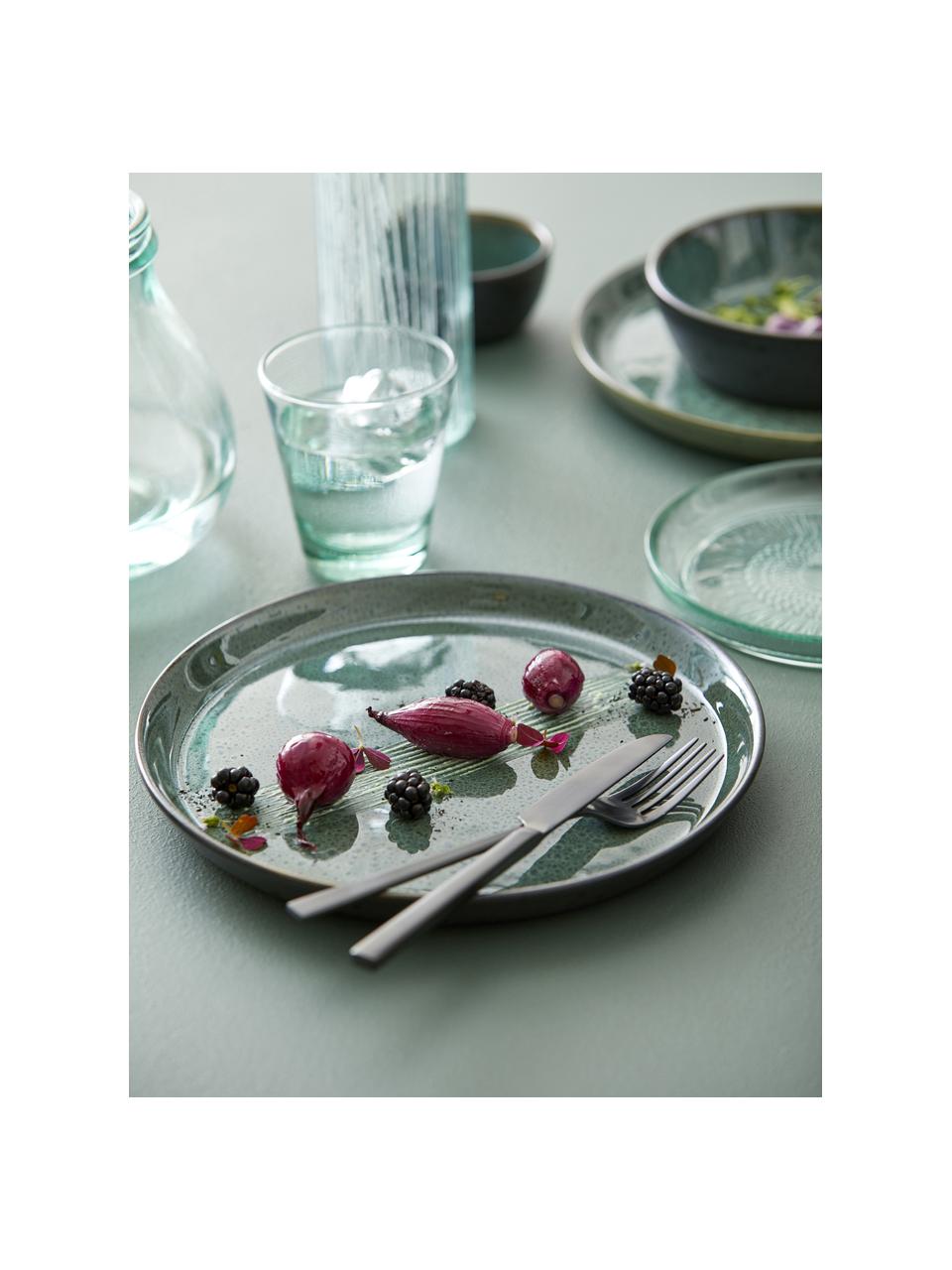 Dinerbord Gastro van keramiek in groen, 2 stuks, Keramiek, Zwart, groen, goudkleurig, Ø 27 x H 2 cm