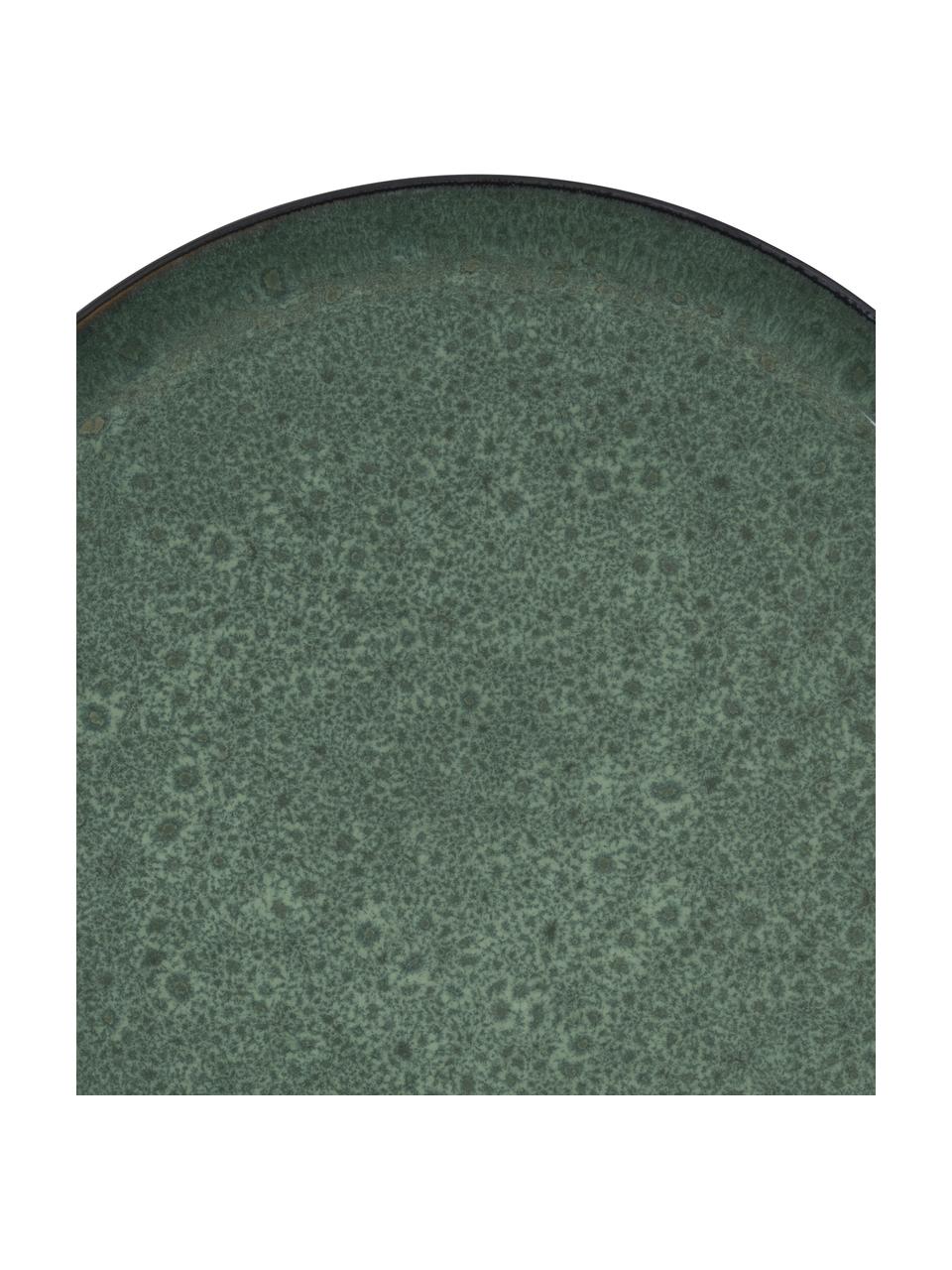 Dinerbord Gastro van keramiek in groen, 2 stuks, Keramiek, Zwart, groen, goudkleurig, Ø 27 x H 2 cm