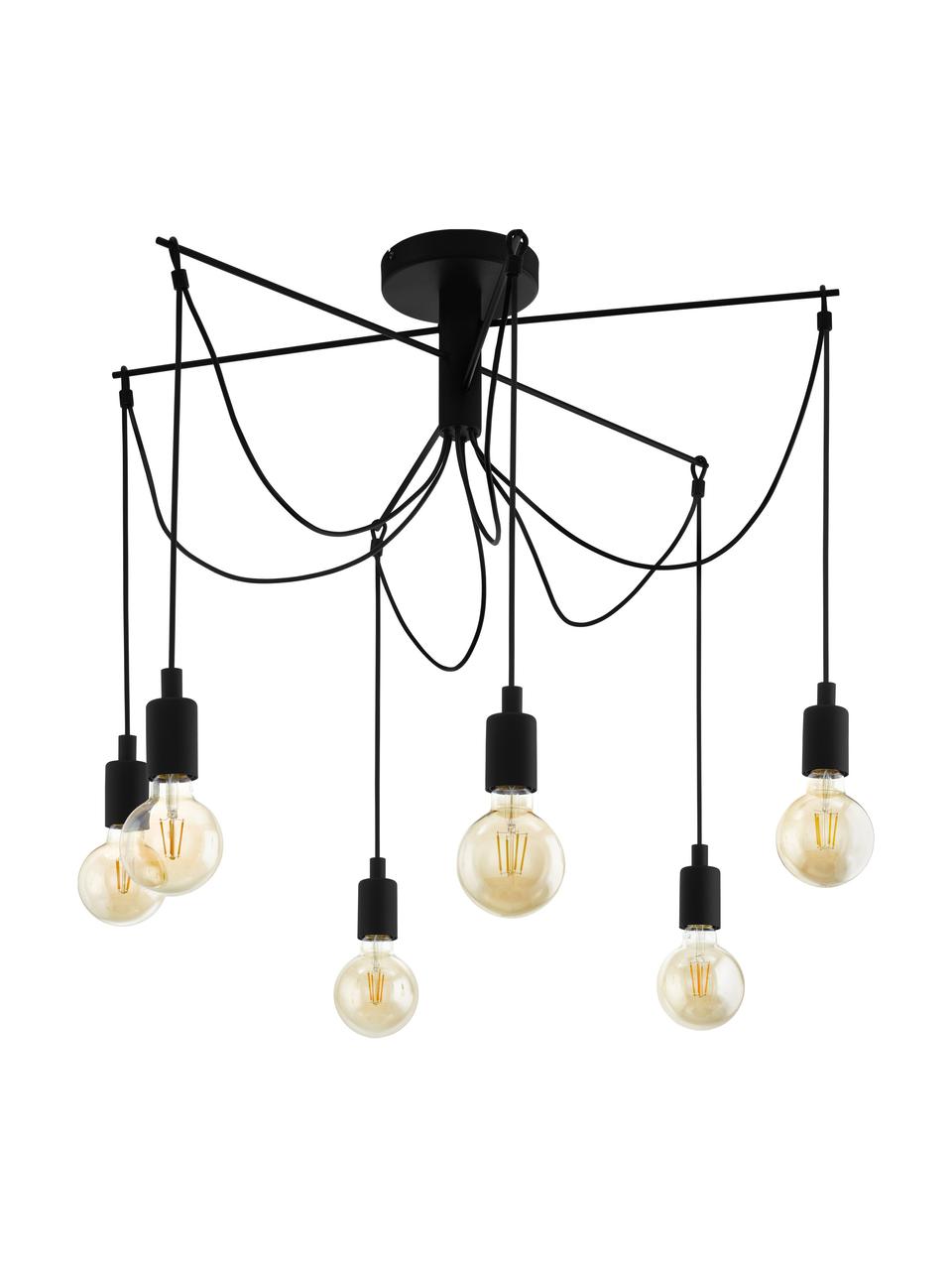 Suspension industrielle ampoule nue Musara, Noir, Ø 79 x haut. 85 cm