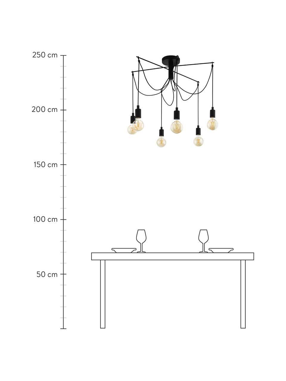 Grosse Pendelleuchte Musara, Baldachin: Metall, lackiert, Schwarz, Ø 79 x H 85 cm