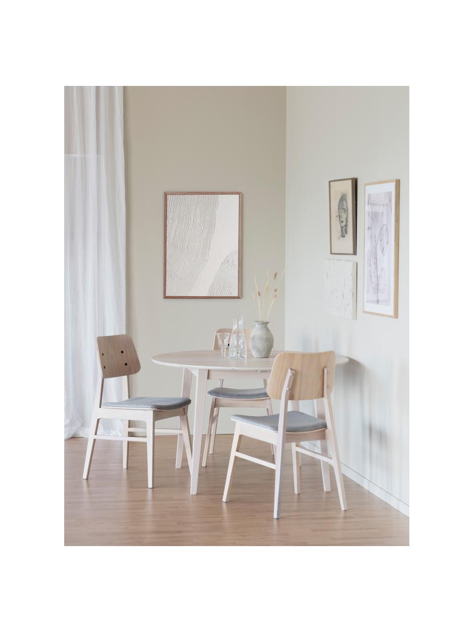 Houten stoelen Nagano met gestoffeerde zitting, 2 stuks, Bekleding: 100 % polyester, Beige, lichtgrijs, B 50 x D 51 cm