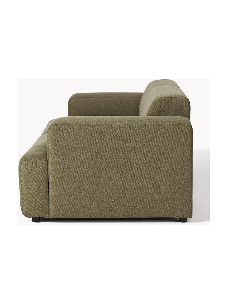 Sofa Melva (3-Sitzer), Bezug: 100 % Polyester Der strap, Gestell: Massives Kiefern- und Fic, Füße: Kunststoff Dieses Produkt, Webstoff Olivgrün, B 238 x T 101 cm