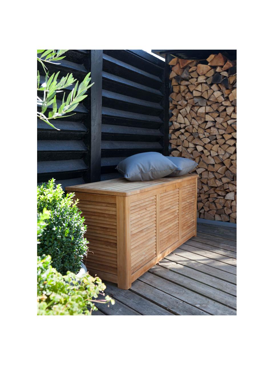 Dřevěná zahradní truhla z teakového dřeva Storage, Broušené teakové dřevo, Teakové dřevo, Š 130 cm, V 60 cm