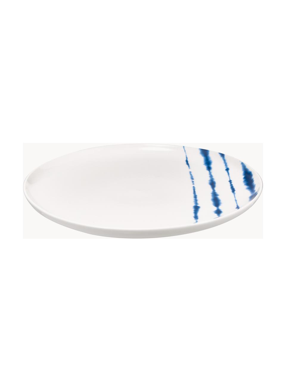 Platos llanos de porcelana Amaya, 2 uds., Porcelana, Blanco, azul, Ø 26 x Al 2 cm