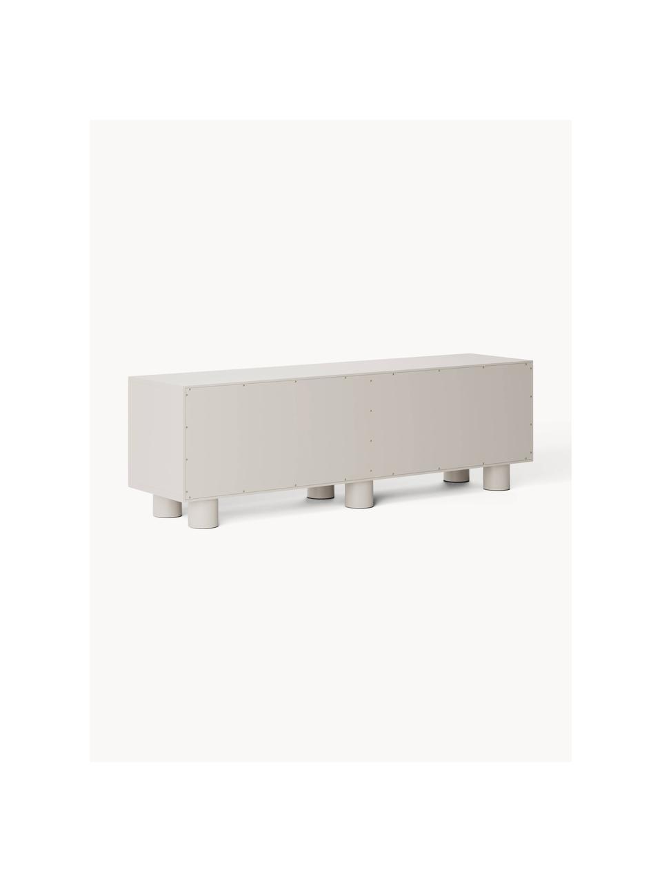 Credenza bassa Fana, Gambe: legno di pioppo, certific, Bianco crema, Larg. 180 x Alt. 57 cm