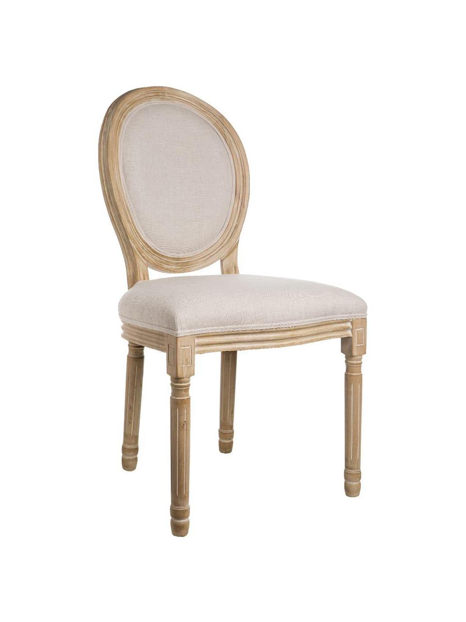 Silla Louis, Tapizado: lino, Estructura: madera de abedul, Patas: madera de caucho, Beige, marrón, An 50 x F 48 cm