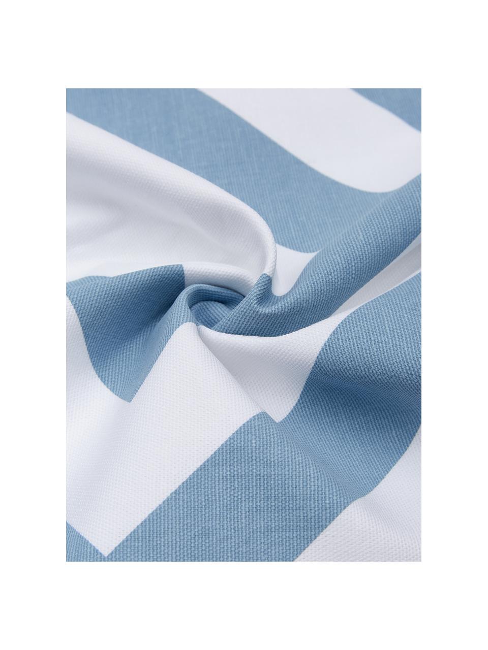 Kussenhoes Sera in lichtblauw/wit met grafisch patroon, 100% katoen, Wit, lichtblauw, 45 x 45 cm