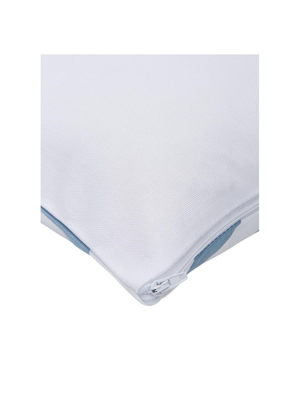 Funda de cojín estampada Sera, 100% algodón, Blanco, azul claro, An 45 x L 45 cm