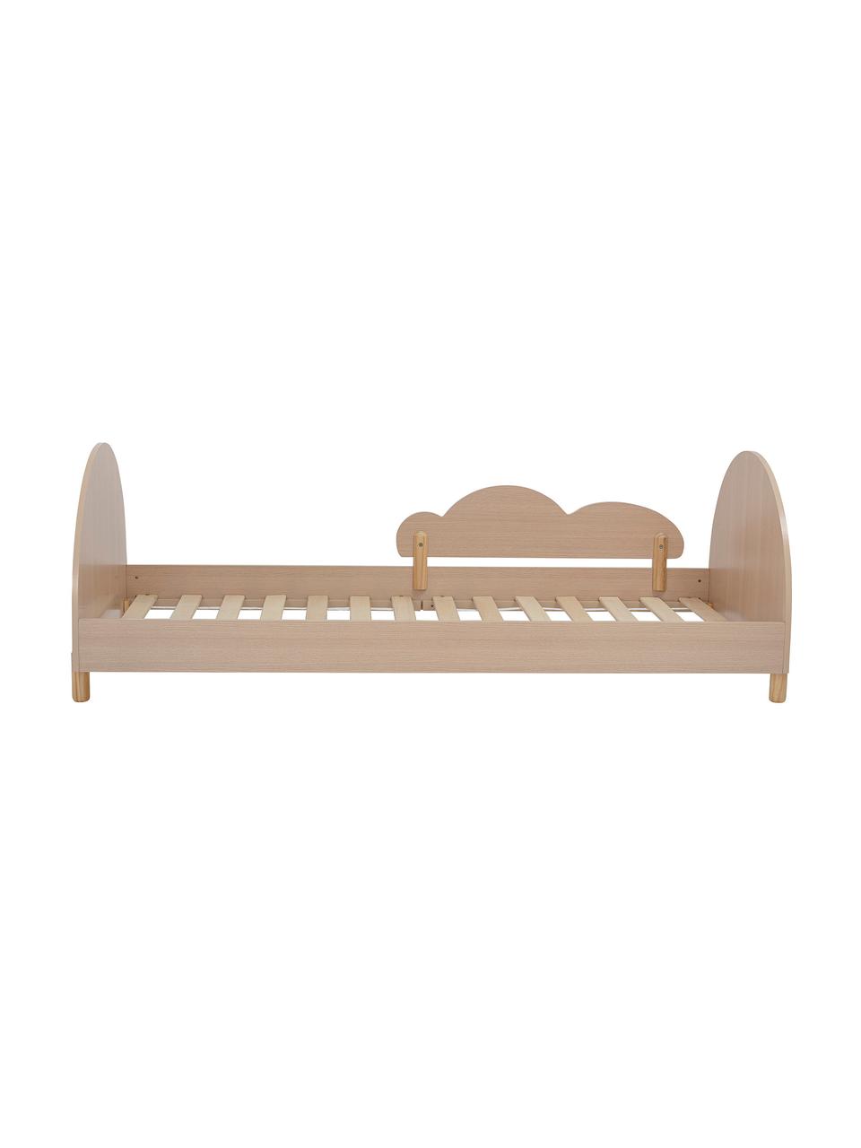 Lettino in legno per bambini con spondine amovibili Charli, Compensato, pannello di fibra a media densità (MDF), Legno chiaro, nero, rosso, bianco, Larg. 94 x Lung. 204 cm