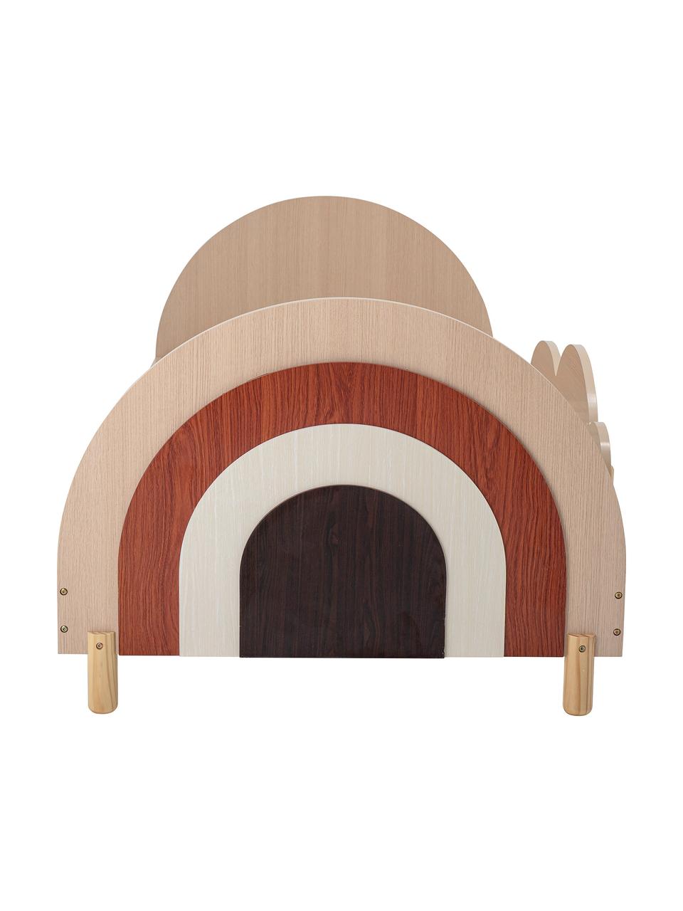 Lit enfant en bois avec support latéral amovible Charli, Contreplaqué, MDF (panneau en fibres de bois à densité moyenne), Bois clair, noir, rouge, blanc, larg. 94 x long. 204 cm