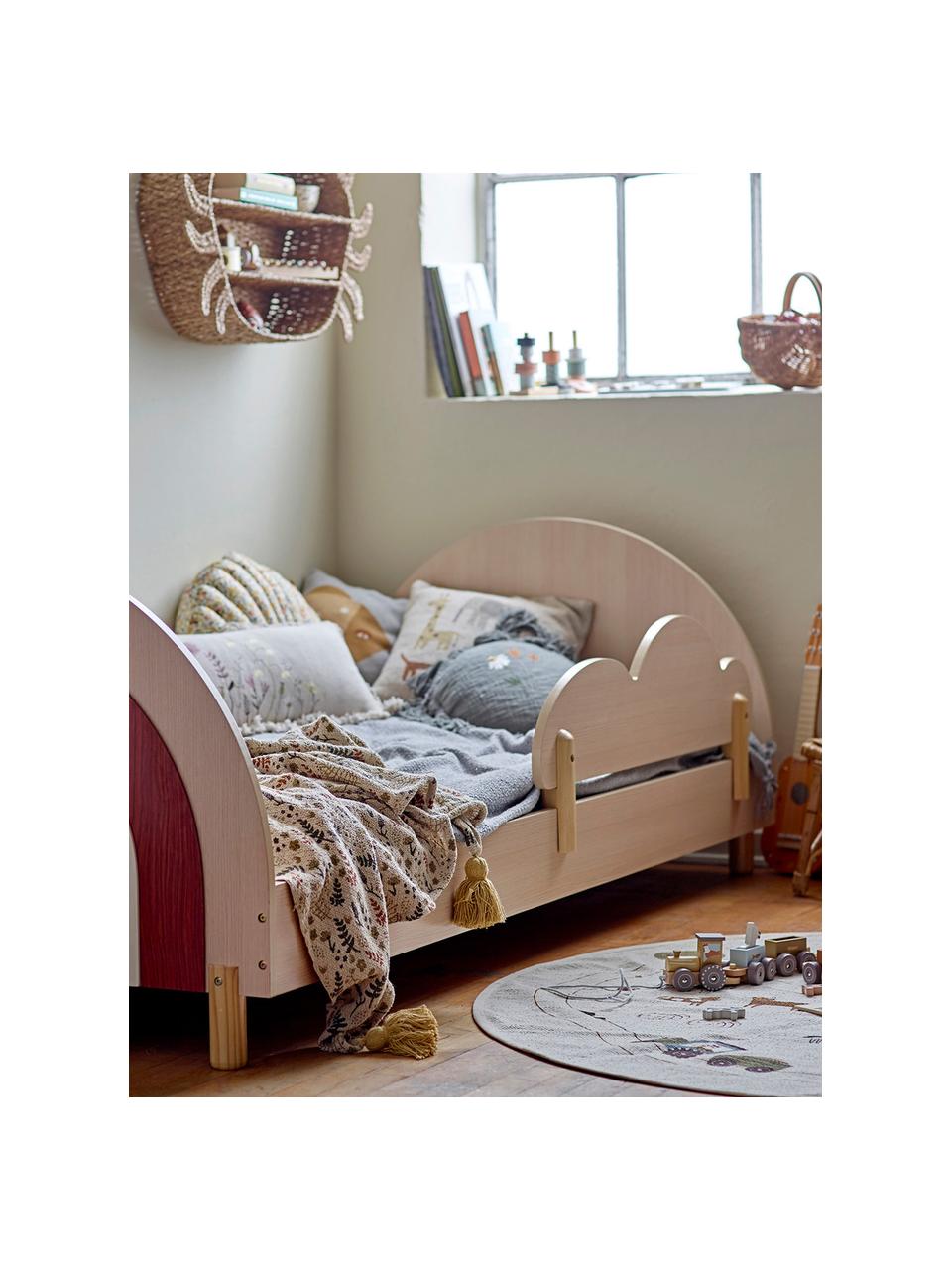 Lettino in legno per bambini con spondine amovibili Charli, Compensato, pannello di fibra a media densità (MDF), Legno chiaro, nero, rosso, bianco, Larg. 94 x Lung. 204 cm
