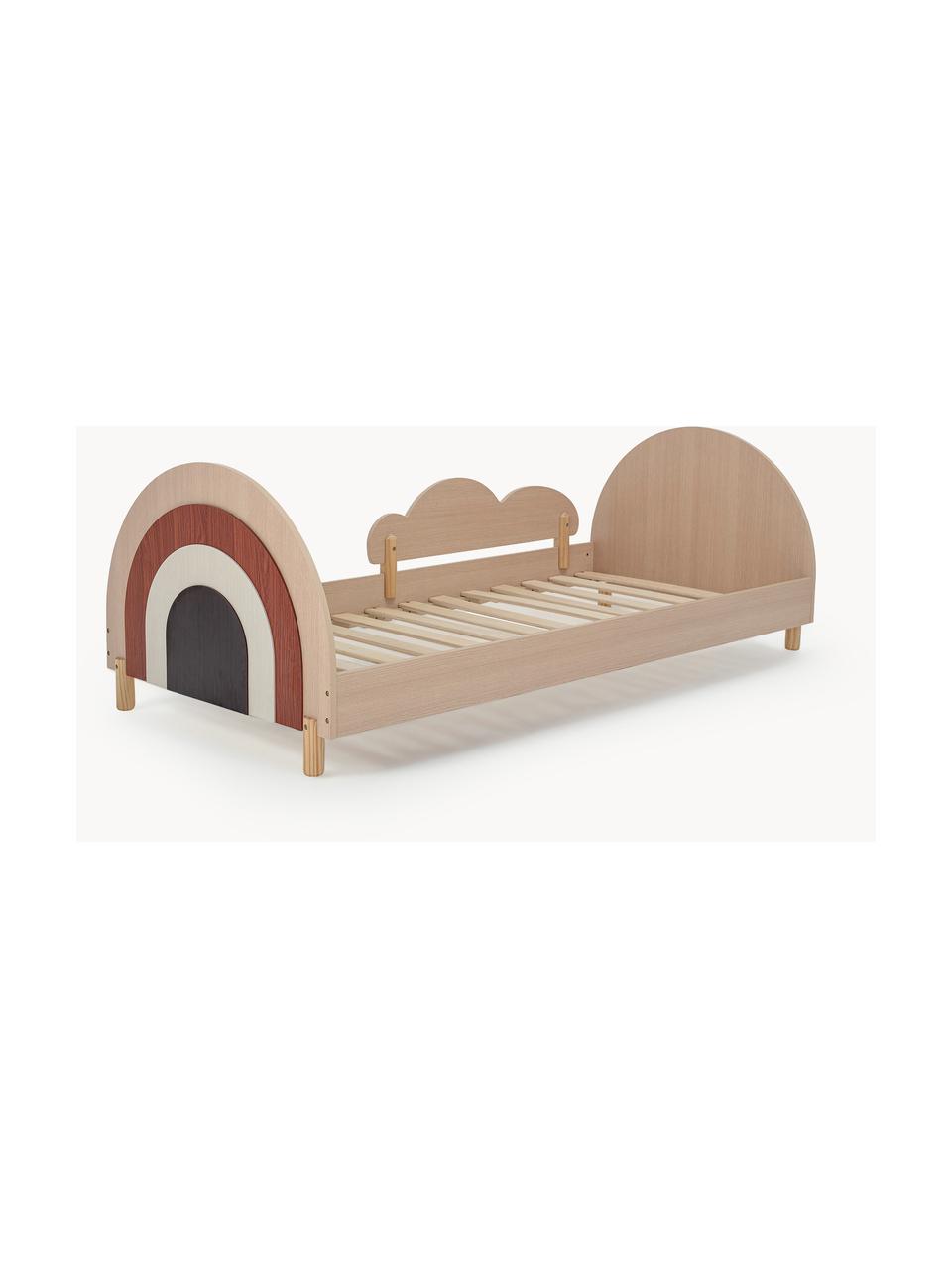 Lit pour enfant en bois avec support latéral amovible Charli, 90 x 200 cm, Contreplaqué, MDF, Bois, multicolore, larg. 90 x long. 200 cm