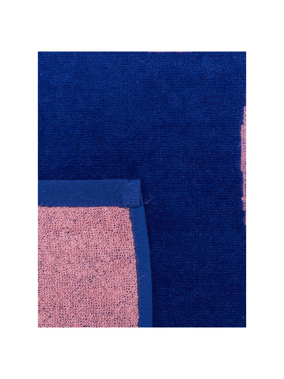 Serviette de plage à imprimé flamand rose Mingo, Bleu, rose vif