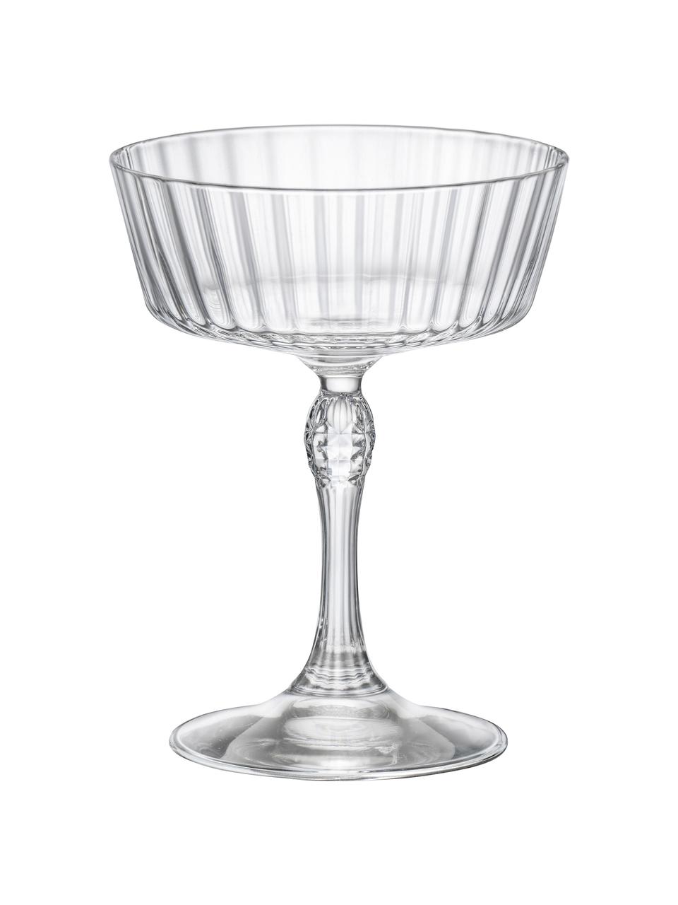 Champagneglazen America's Cocktail met groefstructuur, 6 stuks, Glas, Transparant, Ø 10 cm x H 14 cm, 280 ml