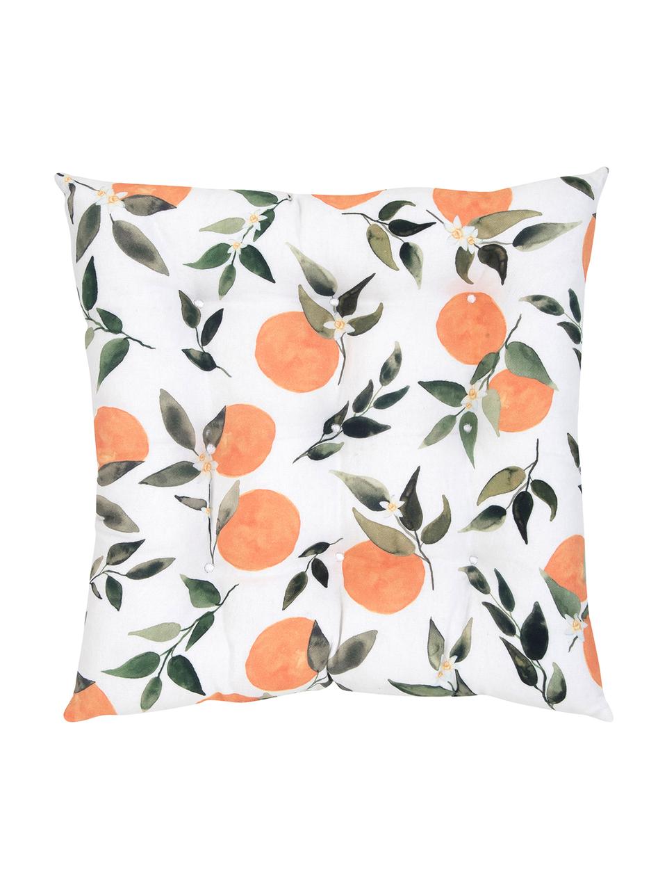 Poduszka na siedzisko Larangina, Tapicerka: bawełna, Biały, zielony, pomarańczowy, S 40 x D 40 cm