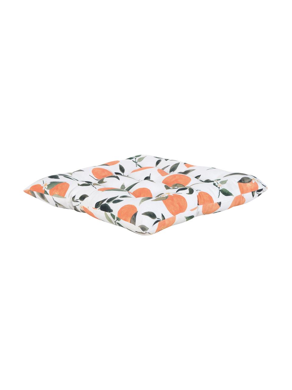 Poduszka na siedzisko Larangina, Tapicerka: bawełna, Biały, zielony, pomarańczowy, S 40 x D 40 cm