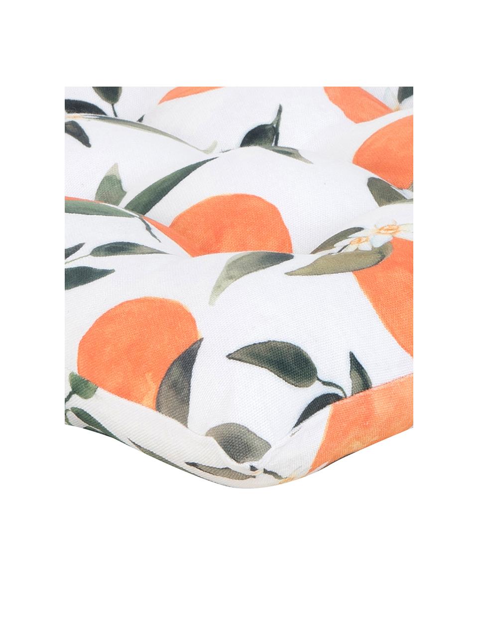 Cojín de asiento Larangina, Funda: 100% algodón, Blanco, verde, naranja, An 40 x L 40 cm