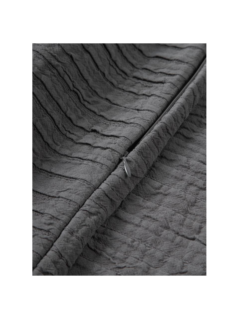 Funda de cojín de algodón con plisado Artemis, 99% algodón, 1% poliéster, Gris antracita jaspeado, An 50 x L 50 cm