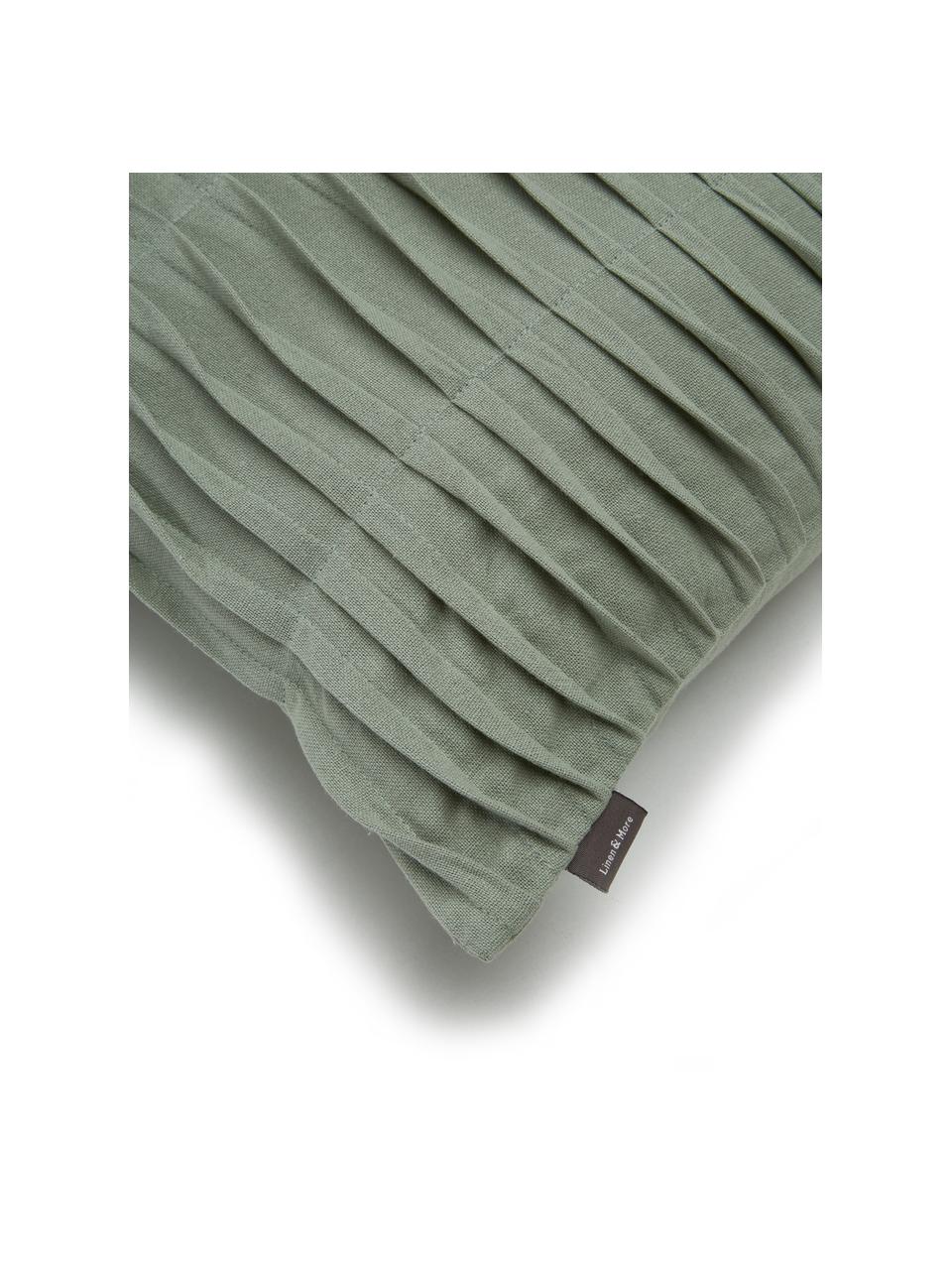 Cojín de algodón Pleated, con relleno, 100% algodón, Verde menta, An 45 x L 45 cm