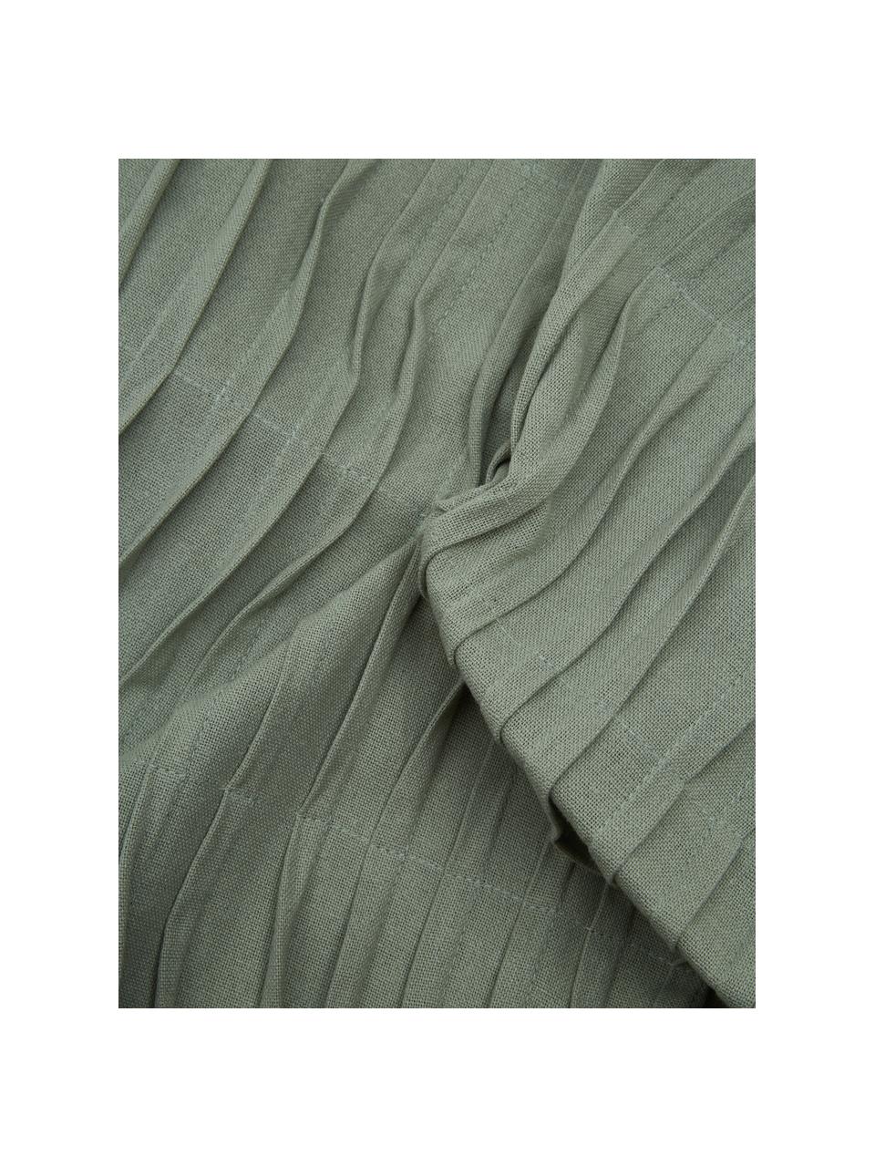 Cojín de algodón Pleated, con relleno, 100% algodón, Verde menta, An 45 x L 45 cm
