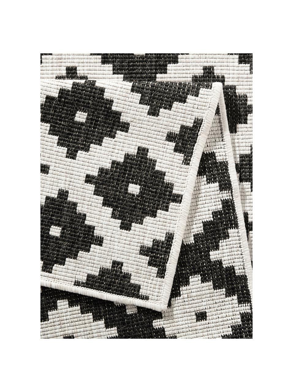 Tapis d'extérieur noir crème Nizza, Noir, couleur crème