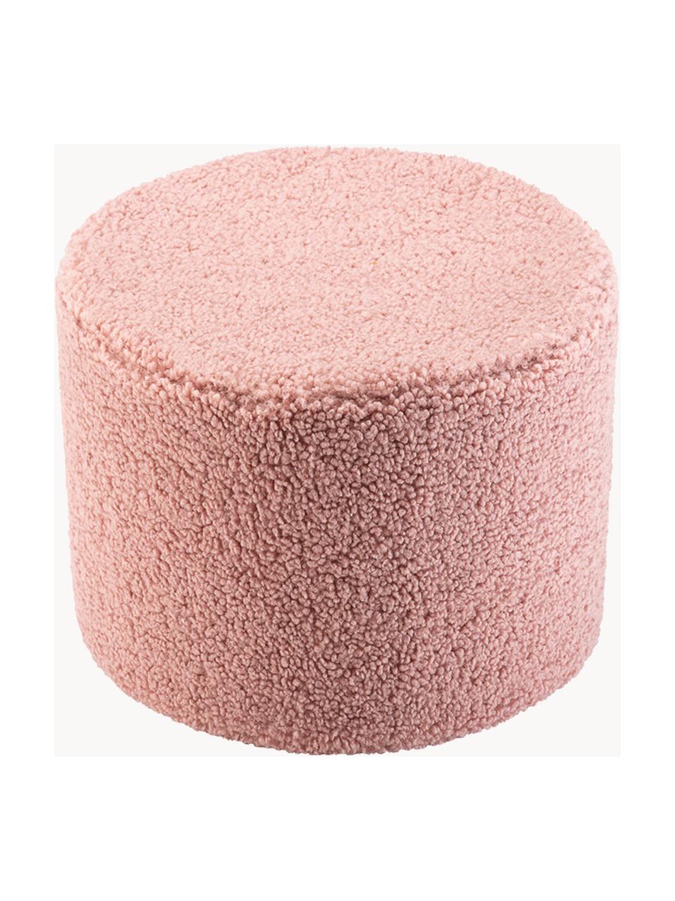 Pouf en peluche pour enfant Sugar, Ø 40 cm, Peluche rose pâle, Ø 40 x haut. 25 cm