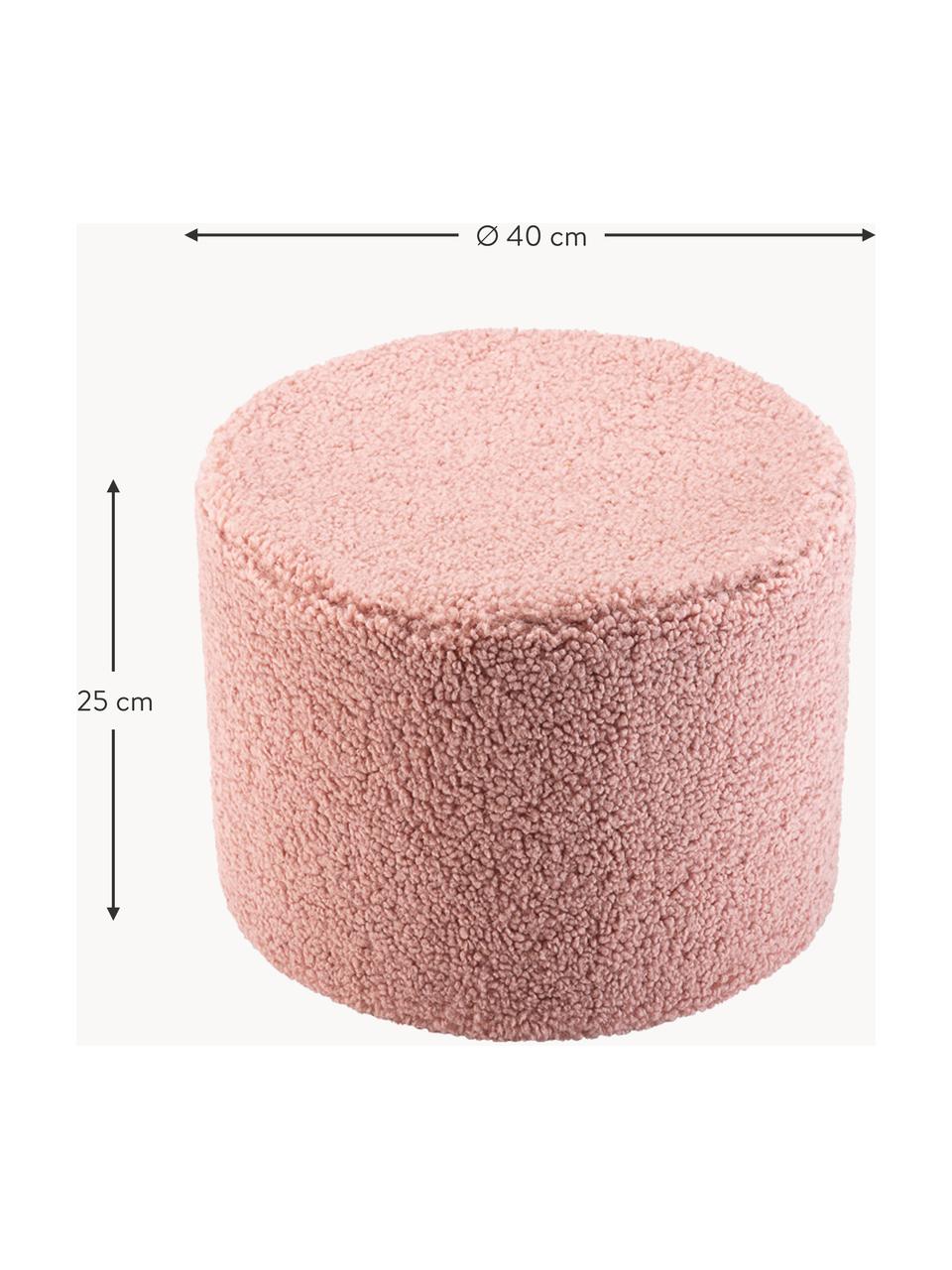 Pouf en peluche pour enfant Sugar, Ø 40 cm, Peluche rose pâle, Ø 40 x haut. 25 cm