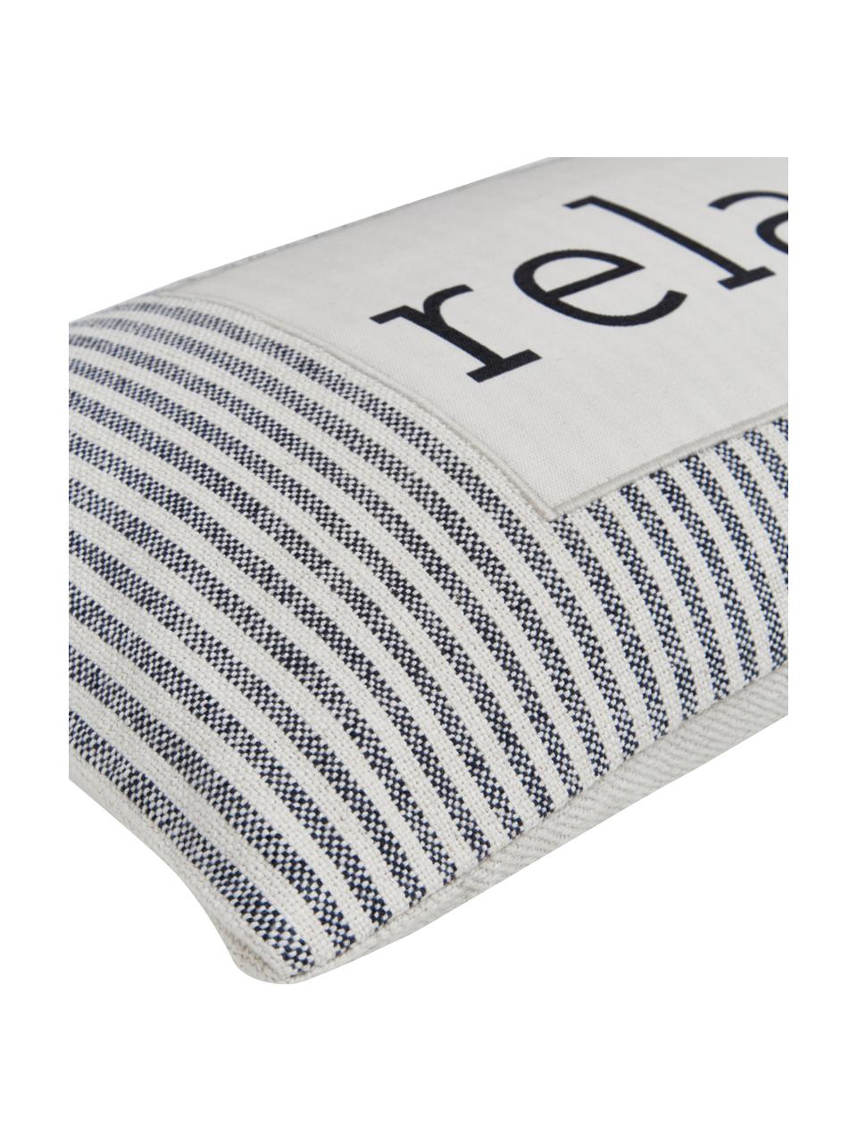 Gestreifte Kissenhülle Relax aus recycelter Baumwolle, 100% Baumwolle, GRS-zertifiziert, Schwarz,Weiß, B 30 x L 60 cm