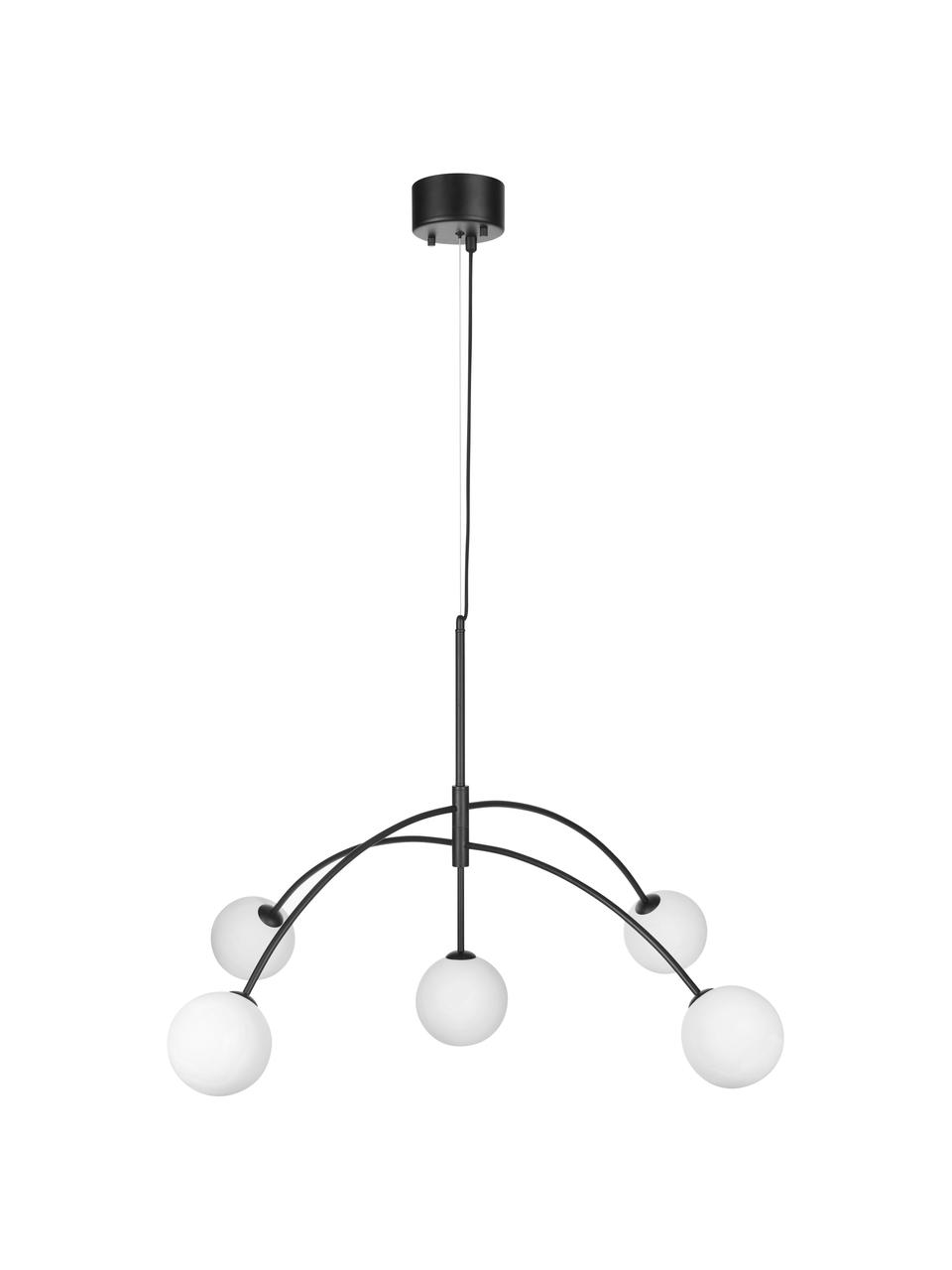 Große Pendelleuchte Heaven aus Opalglas, Baldachin: Metall, beschichtet, Schwarz, Ø 117 x H 70 cm