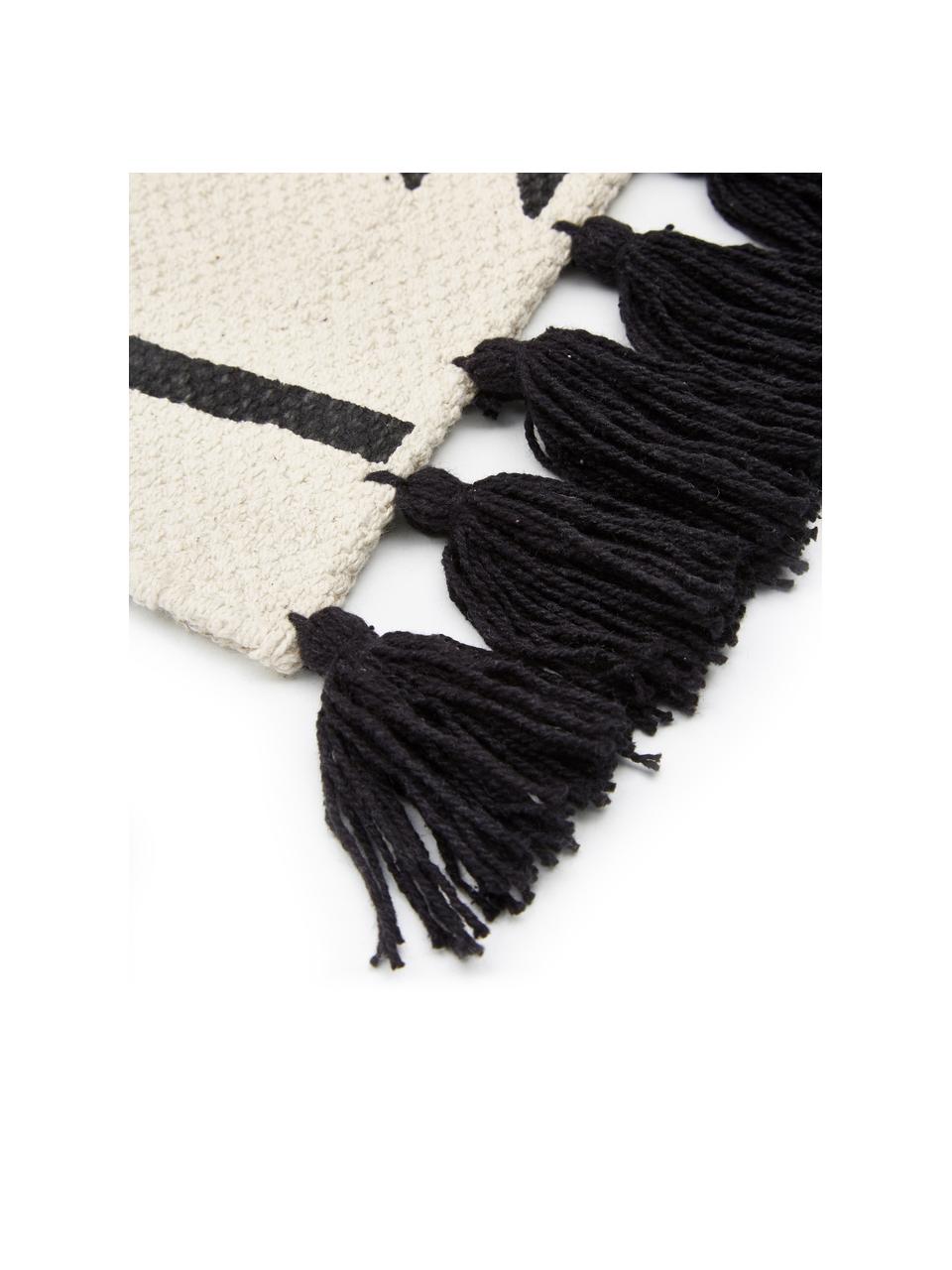 Ręcznie tkany chodnik z bawełny Rita, Beżowy, czarny, S 80 x D 250 cm