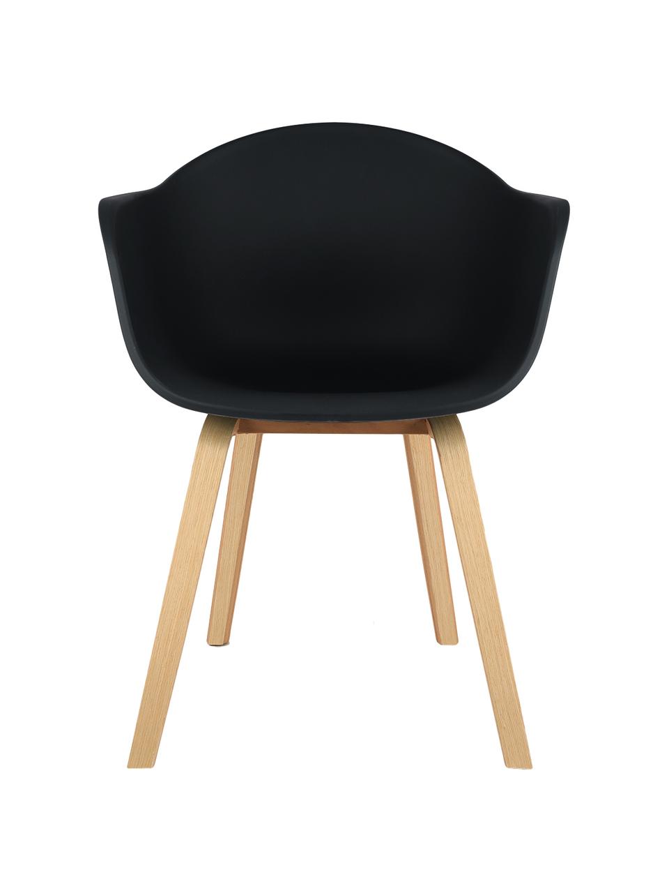 Stolička s opierkami z umelej hmoty s drevenými nohami Claire, Čierna, Š 60 x H 54 cm