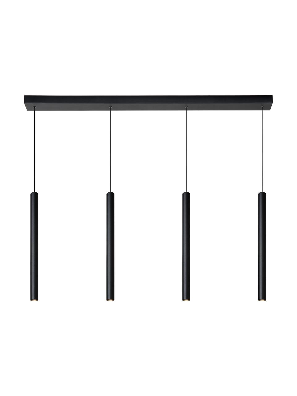 Große dimmbare LED-Pendelleuchte Lorenz in Schwarz, Baldachin: Aluminium, beschichtet, Schwarz, B 120 x H 50 cm