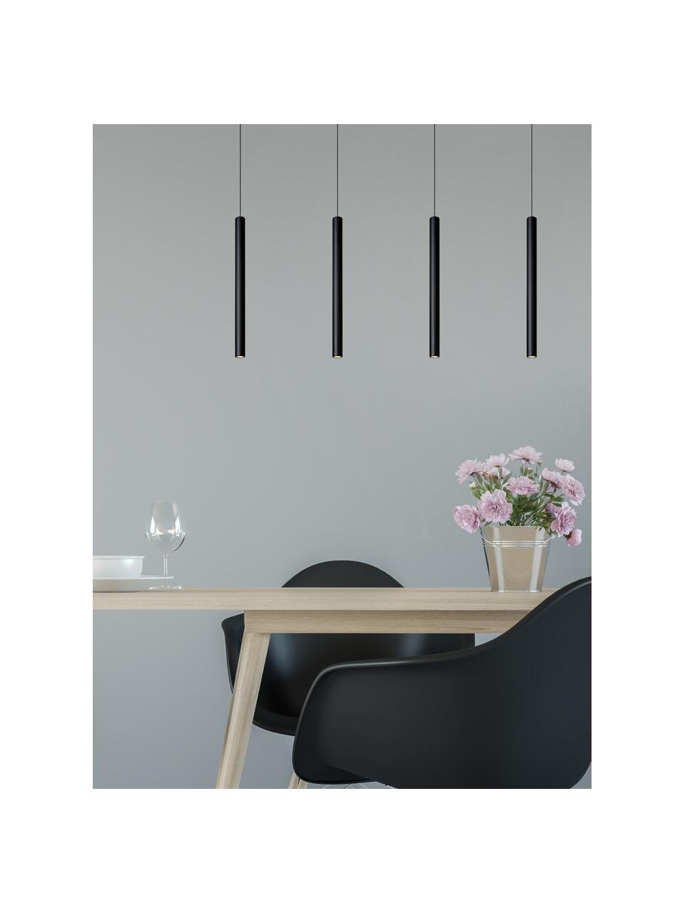 Große dimmbare LED-Pendelleuchte Lorenz in Schwarz, Baldachin: Aluminium, beschichtet, Schwarz, B 120 x H 50 cm