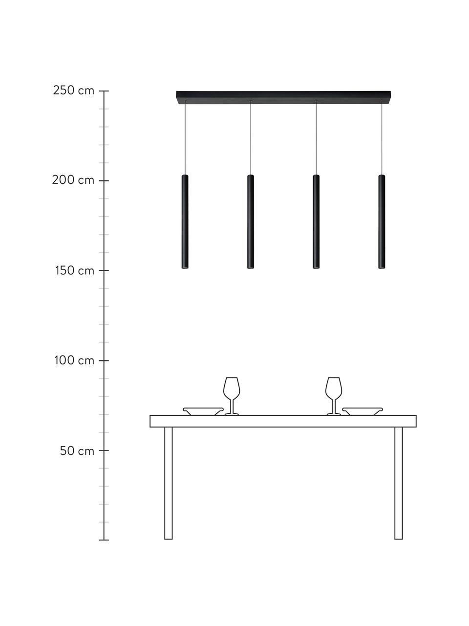 Große dimmbare LED-Pendelleuchte Lorenz in Schwarz, Baldachin: Aluminium, beschichtet, Schwarz, B 120 x H 50 cm