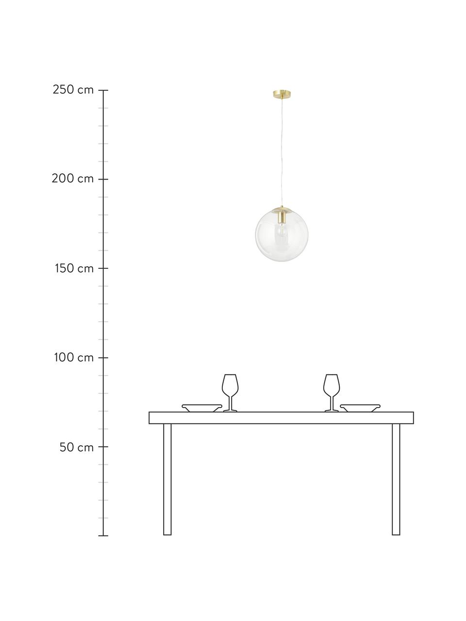 Závesná lampa Bao, Priehľadná, odtiene zlatej, Ø 30 x V 90 cm