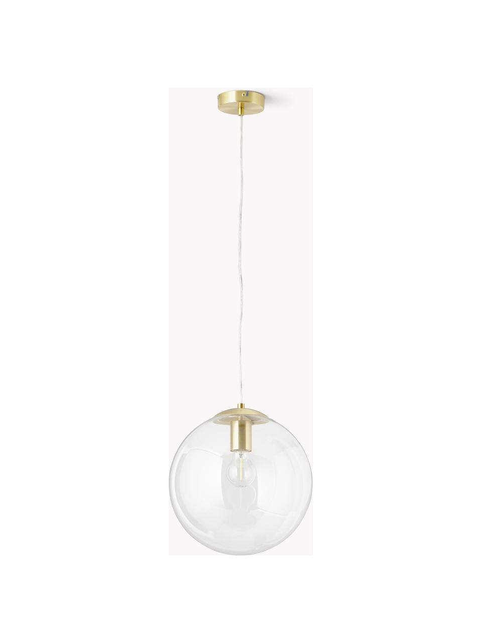 Lámpara de techo Bao, Pantalla: vidrio, Anclaje: metal galvanizado, Cable: cubierto en tela, Transparente, dorado, Ø 30 cm
