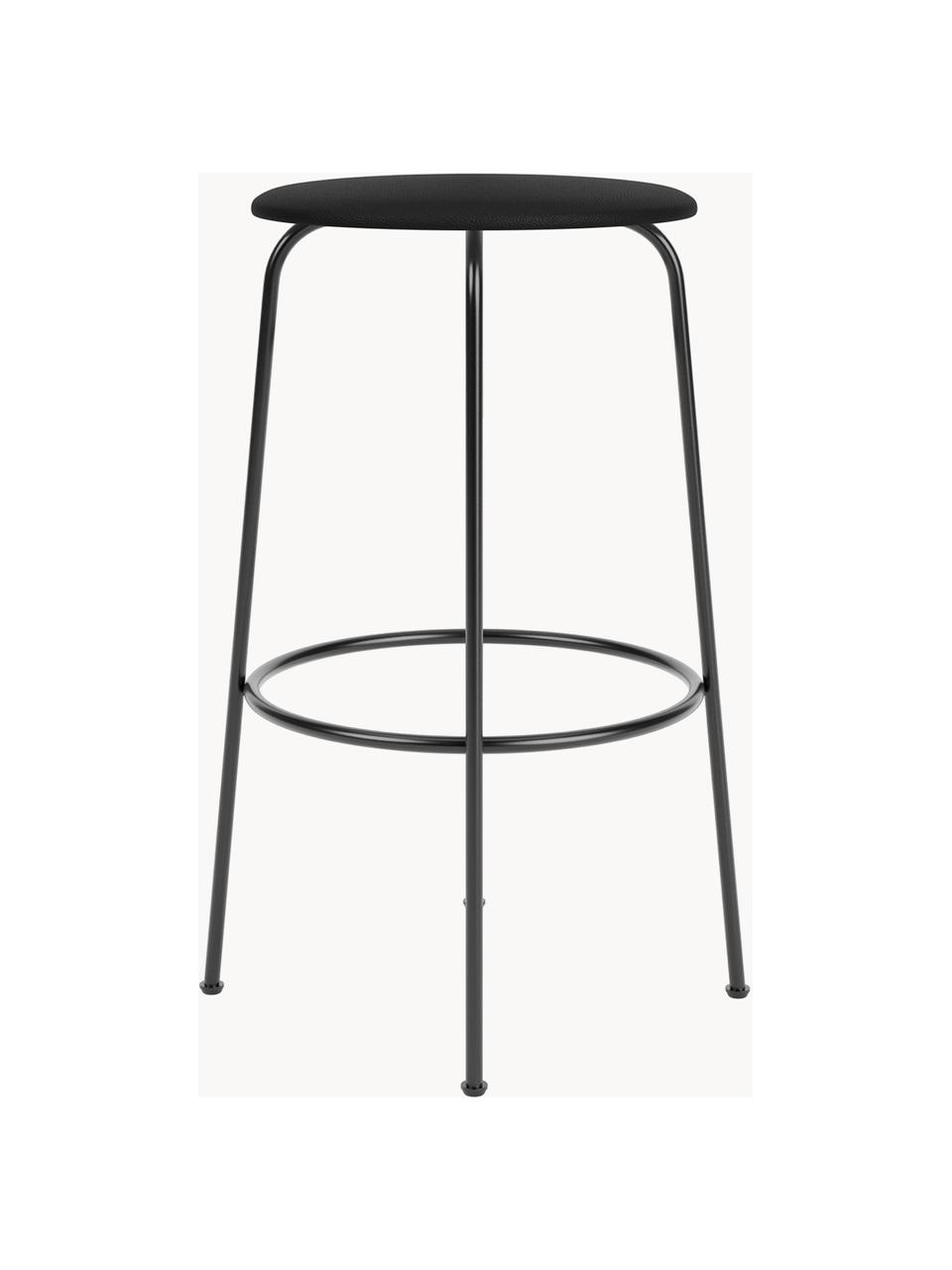 Tabouret de comptoir en cuir Afteroom, Cuir noir, cadre noir, Ø 50 x haut. 75 cm