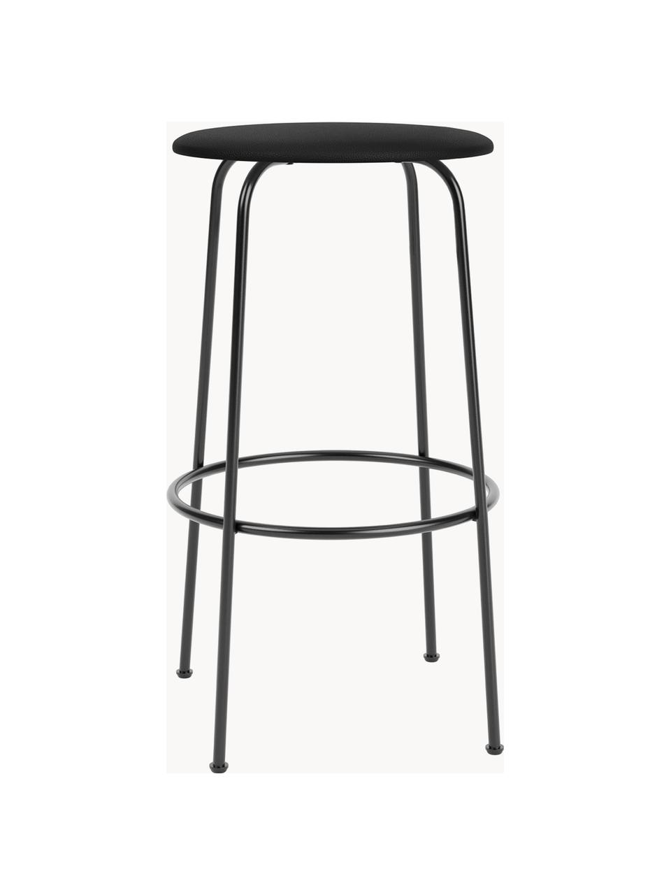 Tabouret de comptoir en cuir Afteroom, Cuir noir, cadre noir, Ø 50 x haut. 75 cm