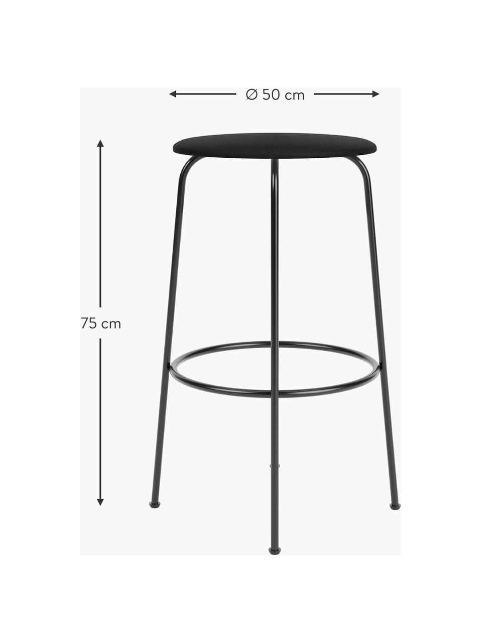 Kožená barová stolička s kovovou konštrukciou Afteroom, Koža čierna, Ø 50 x V 75 cm